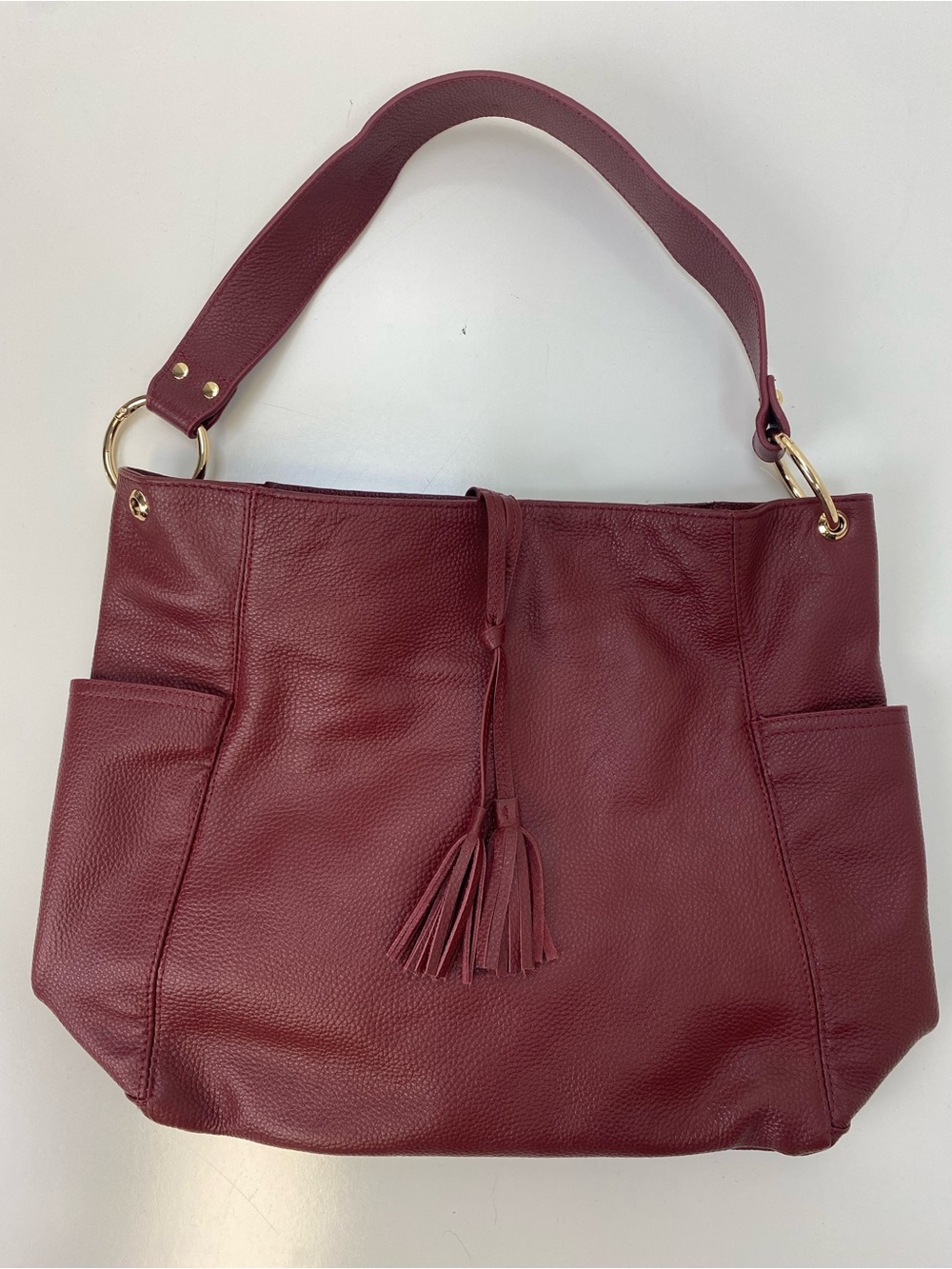 Laggo Tassel Accent Burgundy Shoulder Bag